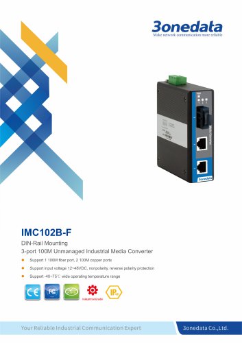 3onedata | IMC102B-F | Ethernet to Fiber Converter | 2 ports Industrial Media Converter