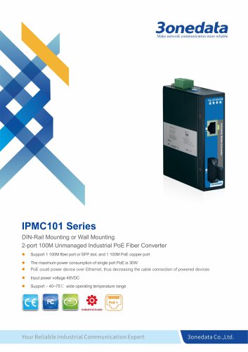 3onedata | IPMC101 | 2-port Industrial PoE Media Converter