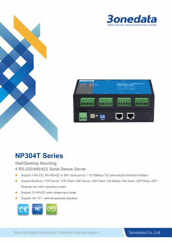 3onedata | NP304T | 4-port RS-232/485/422 Serial Device Server