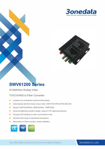 3onedata | SWV61200 | 2-Channel TVI/CVI/AHD Video to Fiber Converter