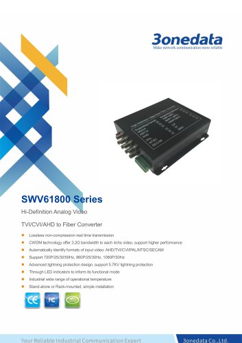 3onedata | SWV61800 | 8-Channel TVI/CVI/AHD Video to Fiber Converter