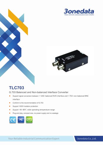 3onedata | TLC703 | G.703 Balanced and Non-balanced Interface Converter