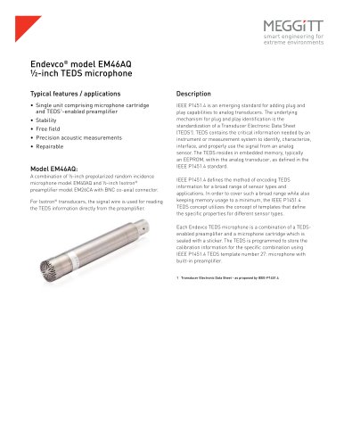 Endevco® Model EM46AQ ½-inch TEDS microphone