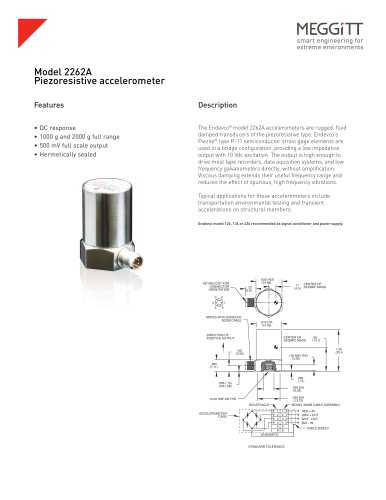 Meggitt Sensing Systems Endevco® model 2262A piezoresistive accelerometers