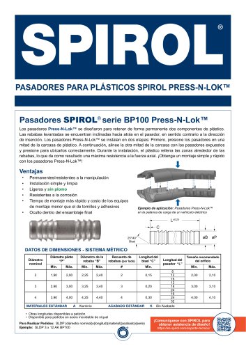 Pasadores para plásticos SPIROL Press-N-Lok™