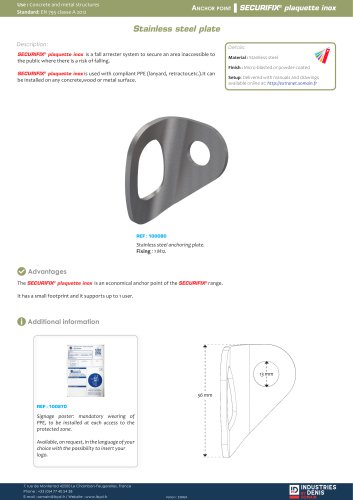 SECURIFIX® plaquette inox