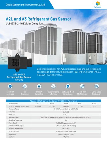 Cubic-A2L and A3 Refrigerant Gas Sensor
