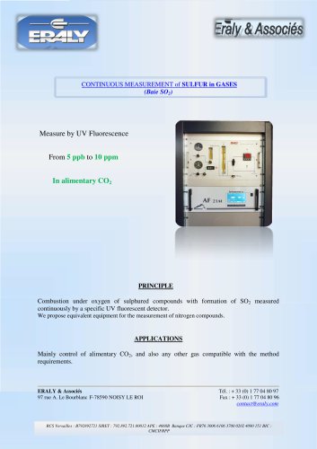 Continuous measurement of sulfur in gases