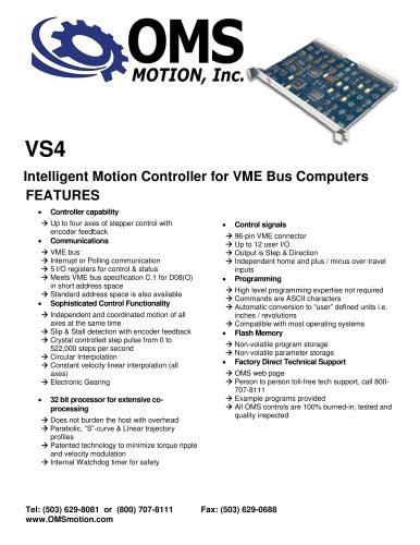 VS4 Family of Multi-Axis Motion Controllers