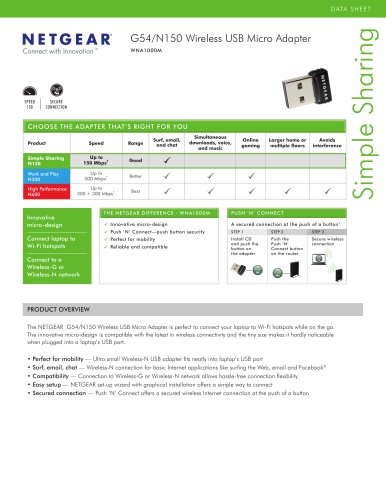 G54/N150 Wireless USB Micro Adapter WNA1000M