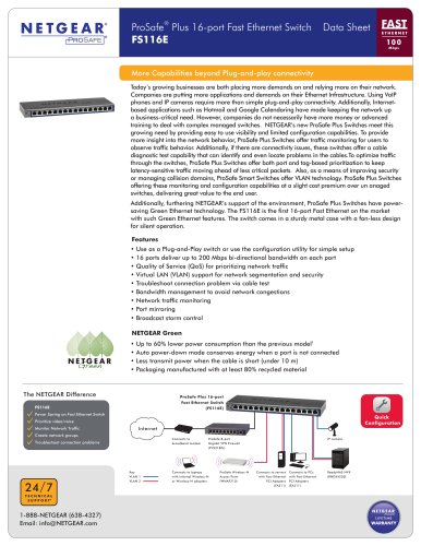 ProSafe® Plus 16-port Fast Ethernet Switch FS116E