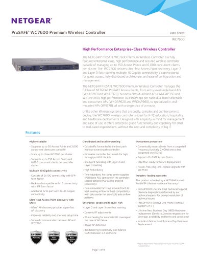 WC7600 ProSAFE® Premium Wireless Controller