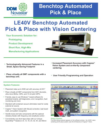 LE40V Benchtop Automated Pick & Place with Vision Centering