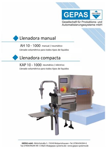 Llenadora manual AH 10-1000 / Llenadora compacta KAP 10-1000