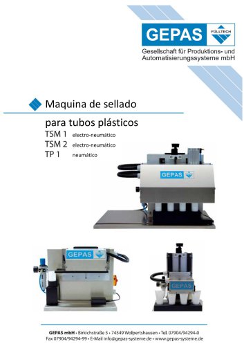 Maquina de sellado para tubos plásticos TSM 1, TSM 2, TP 1