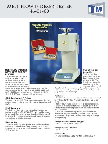 melt flow indexer (MFI) for thermoplastics 