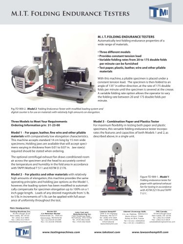 M.I.T. Folding Endurance Testers