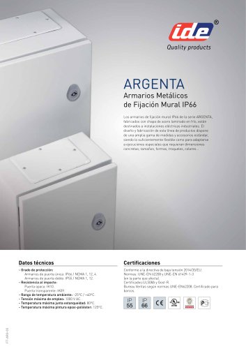ARGENTA Armarios Metalicos de Fijacion Mural IP66