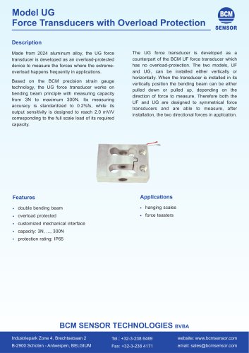 UG Force Transducers With Overload Protection