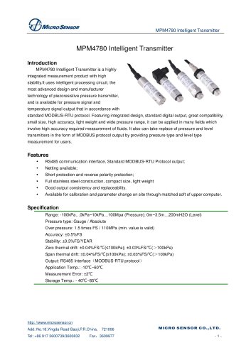 MDM490 Differential Pressure Transmitter