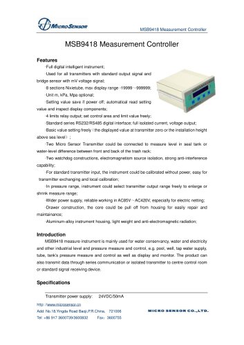 Measurement Controller MSB9418