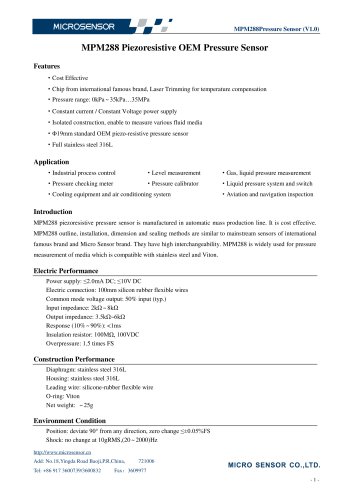 MPM288 Pressure Sensor