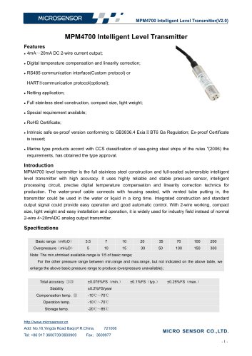 MPM4700 Level Transmitter