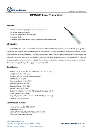 MPM4811 Level Transmitter