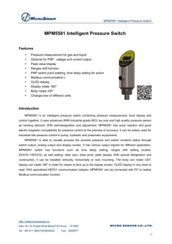 MPM5581 Intelligent Pressure Switch