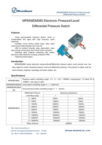 MPM580 Electronic Pressure Switch