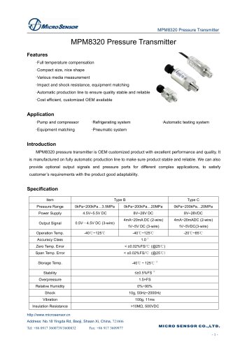 MPM8320 Pressure Transmitter