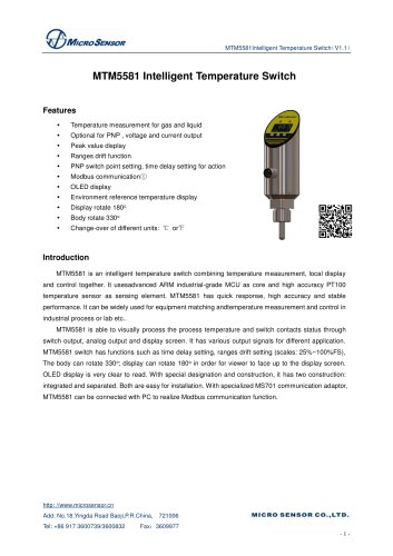 MTM5581 Intelligent Temperature Switch