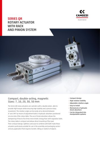 Series QR rotary actuator with rack and pinion system EN