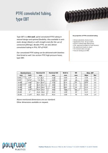 Convoluted tubing, type EBT