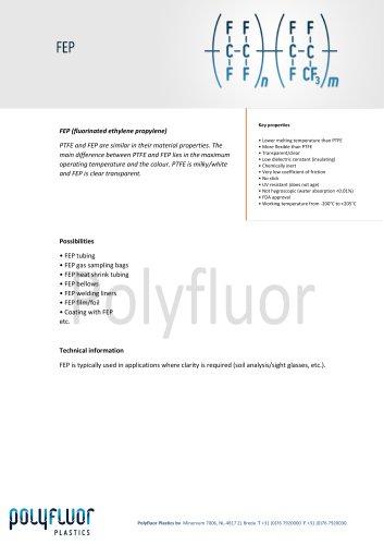 Datasheet material: FEP