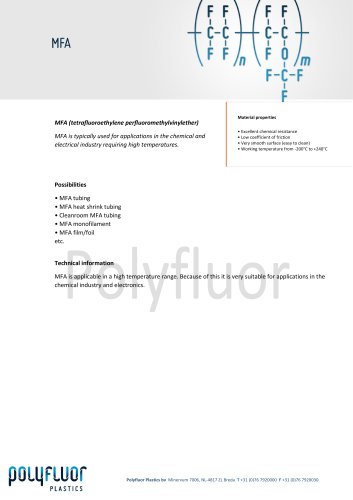 Datasheet material: MFA