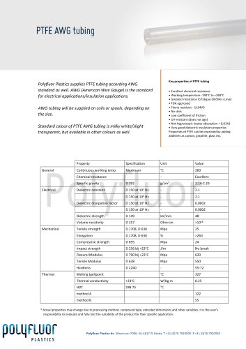 PTFE AWG tubing