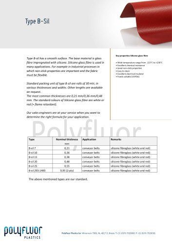 Silicone glass fibre, type B-sil