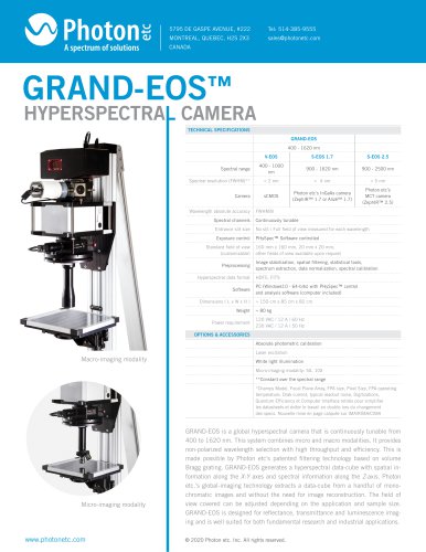 GRAND-EOS™ - VIS-SWIR Hyperspectral Camera