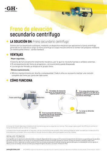 Freno de elevación secundario centrífugo