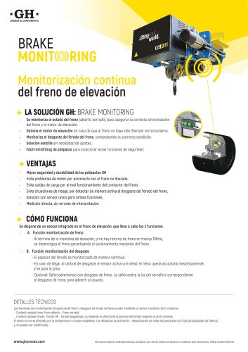 Monitorización continua del freno de elevación