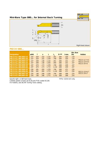 PICCO Solid Carbide Mini Boring Bars • Inch