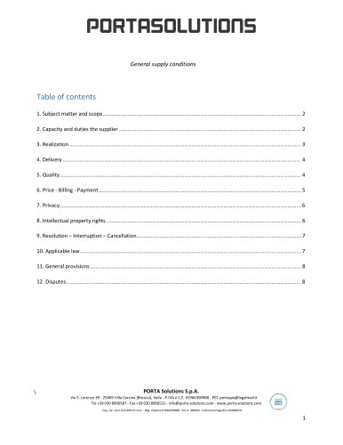 General supply conditions