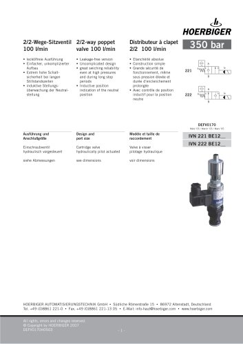 2/2-way poppet valve 100 l/min