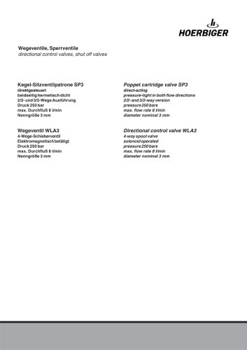 Micro hydraulic components - directional control valves, control valves