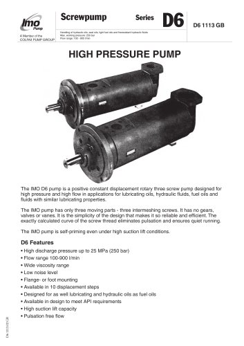 High & Medium pressure pumps D6