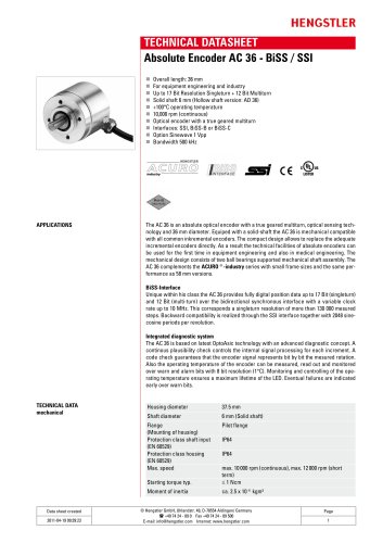 Absolute Encoder AC 36 - BiSS / SSI