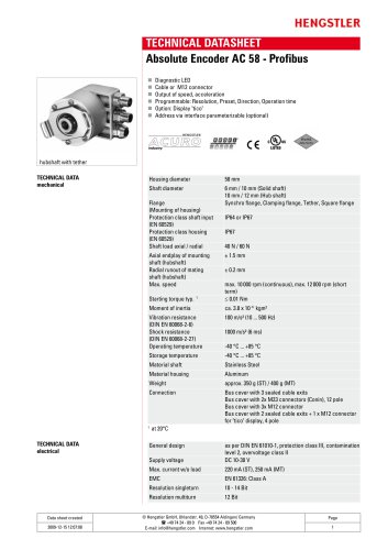 Absolute Encoder AC 58 - Profibus