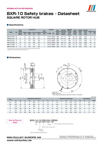 BXR Model datasheet