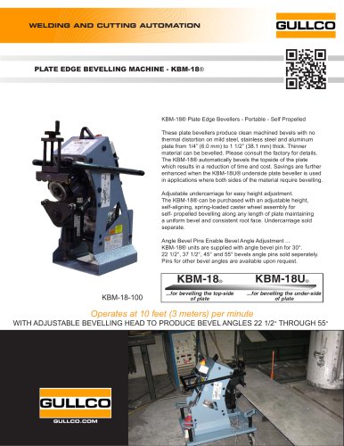 KBM-18® Heavy Duty Underside Beveling Machines